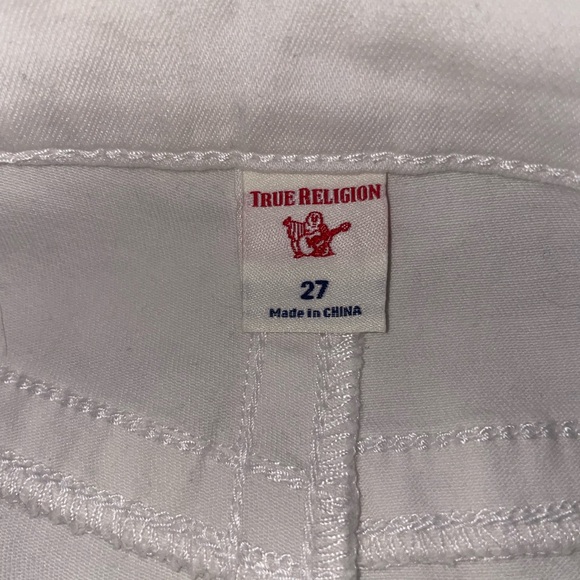 True Religion White Jennie Curvy High Rise Jeans With Red Lettering - Picture 6 of 11
